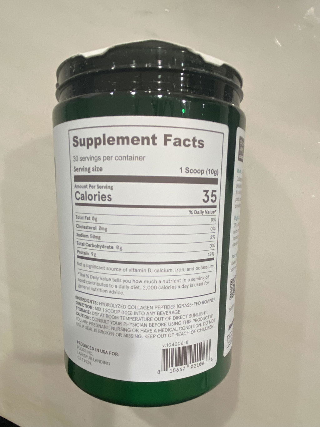 Puori CP1 Kollagen Peptide Pulver 10g Typ I III