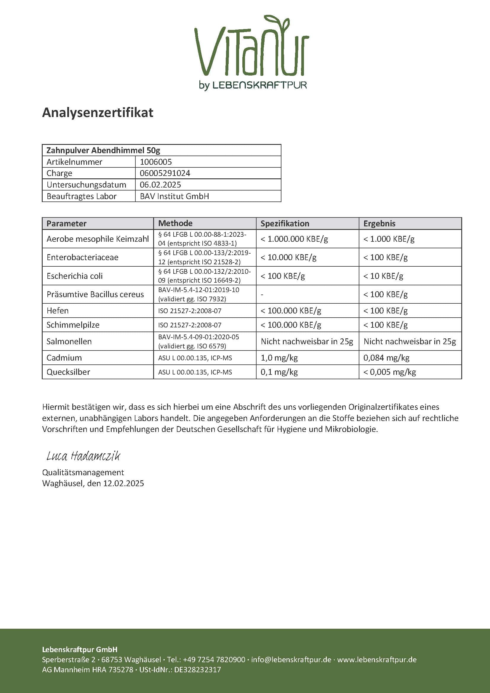 Lebenskraftpur Zahnpulver Abendhimmel Zahnpflege fluoridfrei
