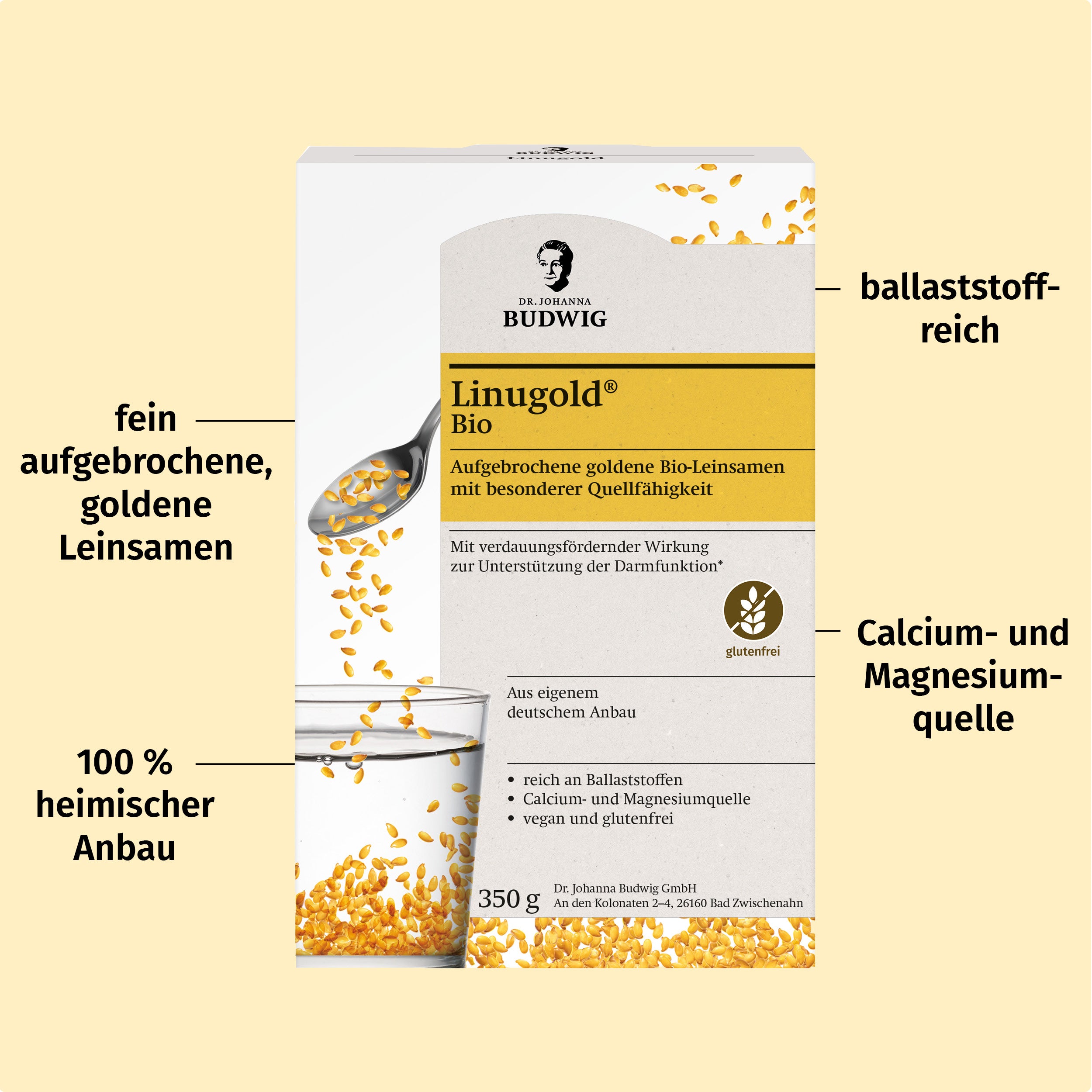 Dr. Johanna Budwig Linugold Leinsamen Ballaststoffe vegan