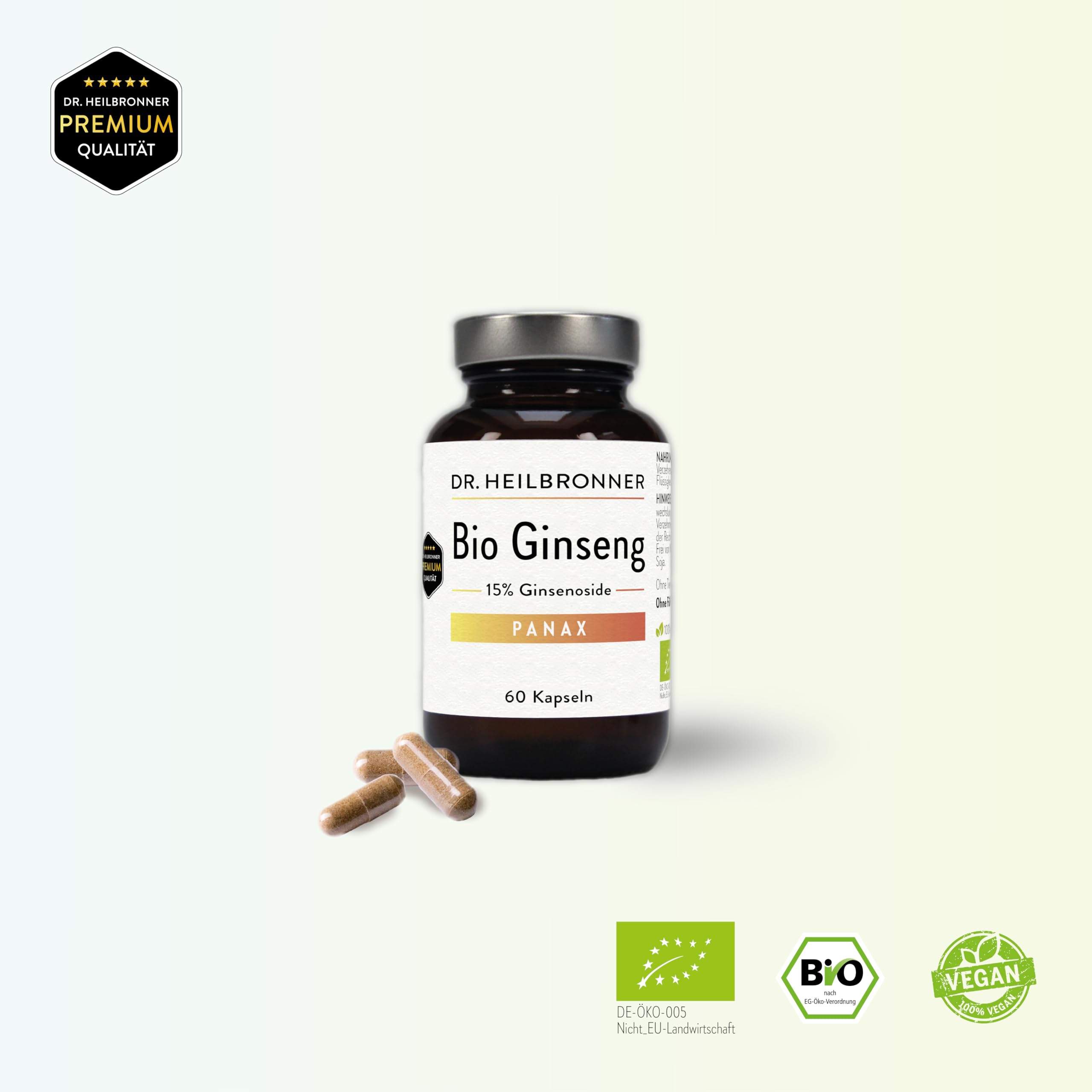Dr. Heilbronner Vitalstoffe Bio Panax Ginseng Kapseln 60 Stk hochdosiert