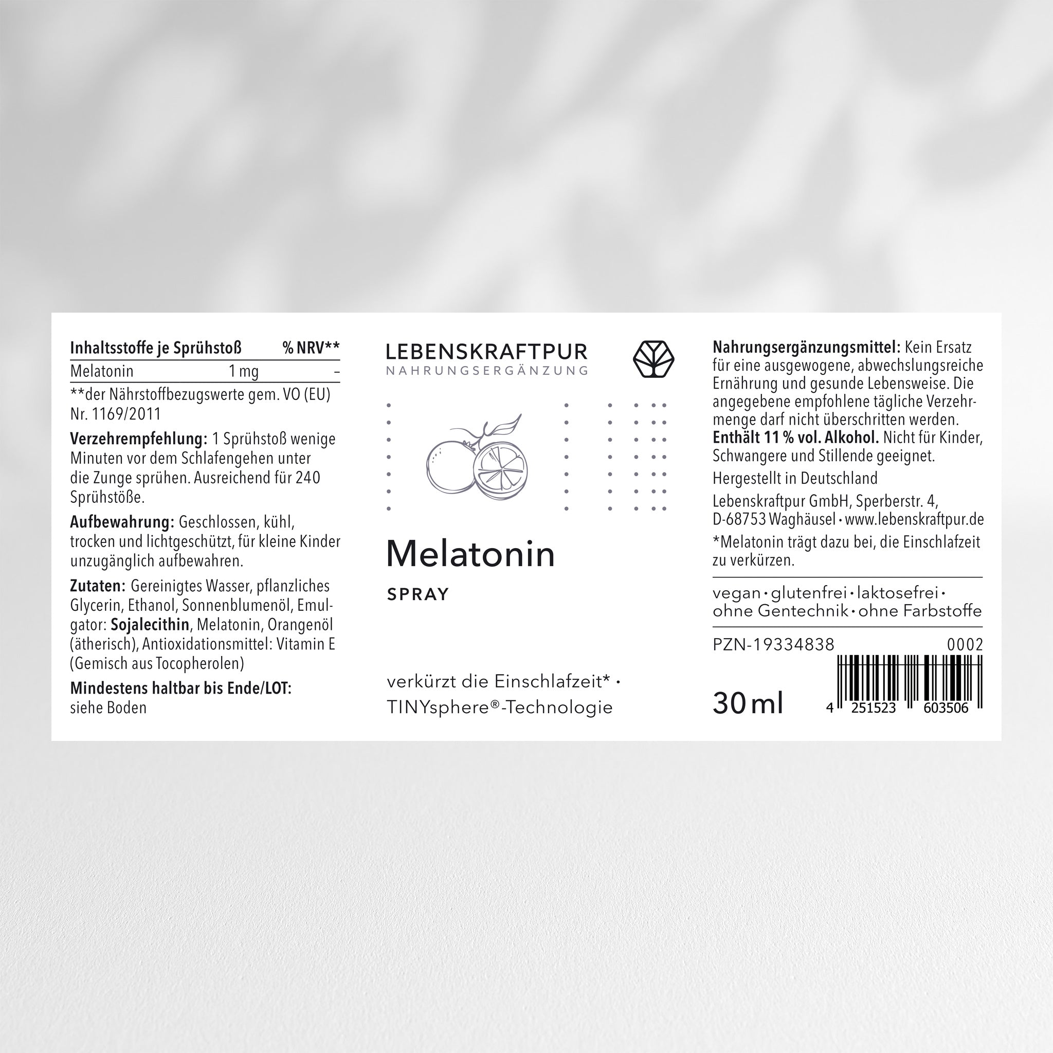 LebenskraftPur Melatonin Spray 1 mg 214 Sprühstöße
