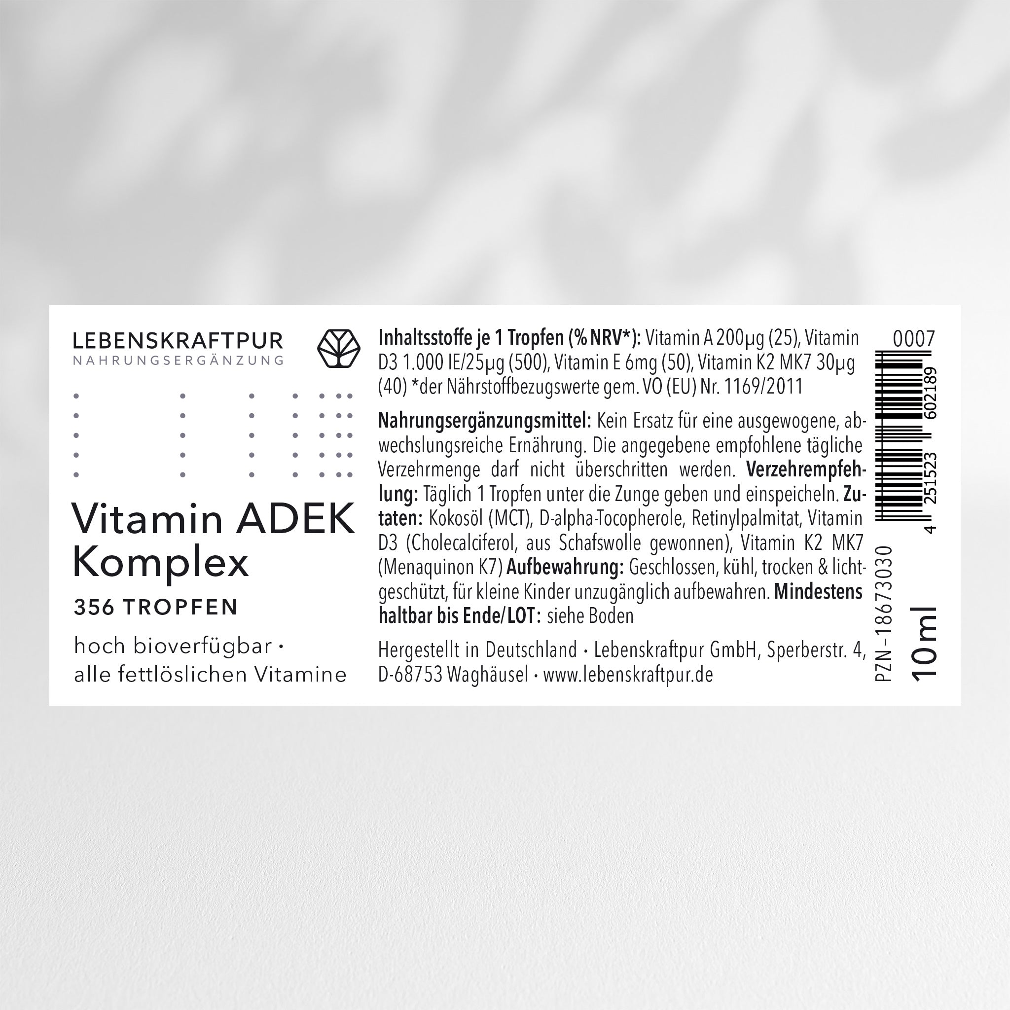 LebenskraftPur Vitamin ADEK Komplex Tropfen 20 ml