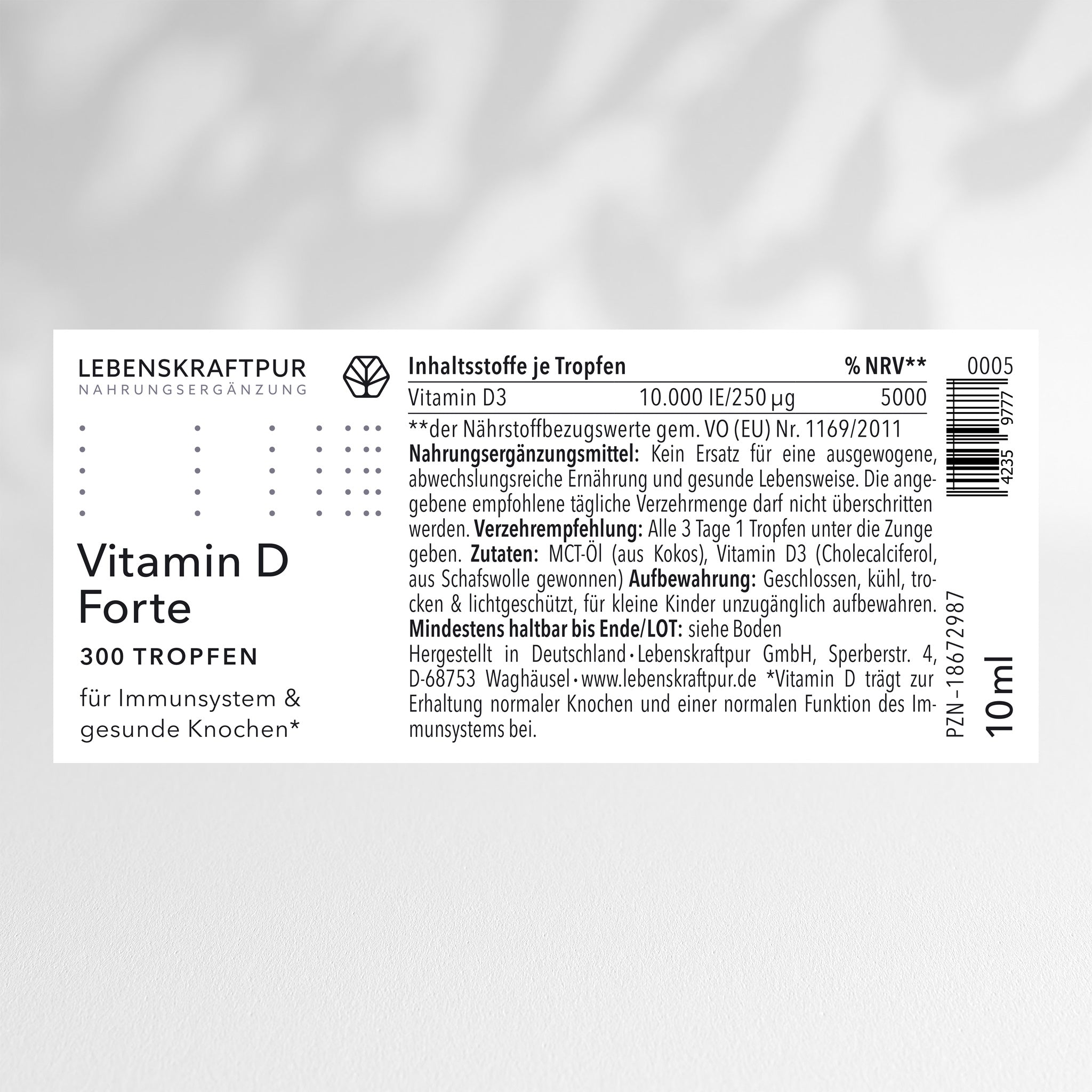LebenskraftPur Vitamin D Forte Tropfen 10000 IE MCT-Öl
