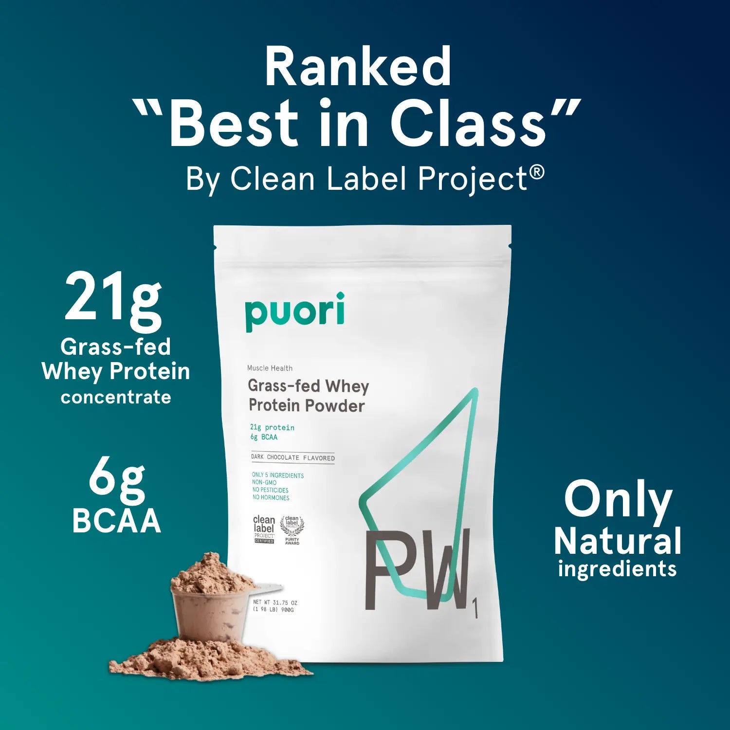 Puori PW1 Whey Proteinpulver Dark Chocolate Regular 21g