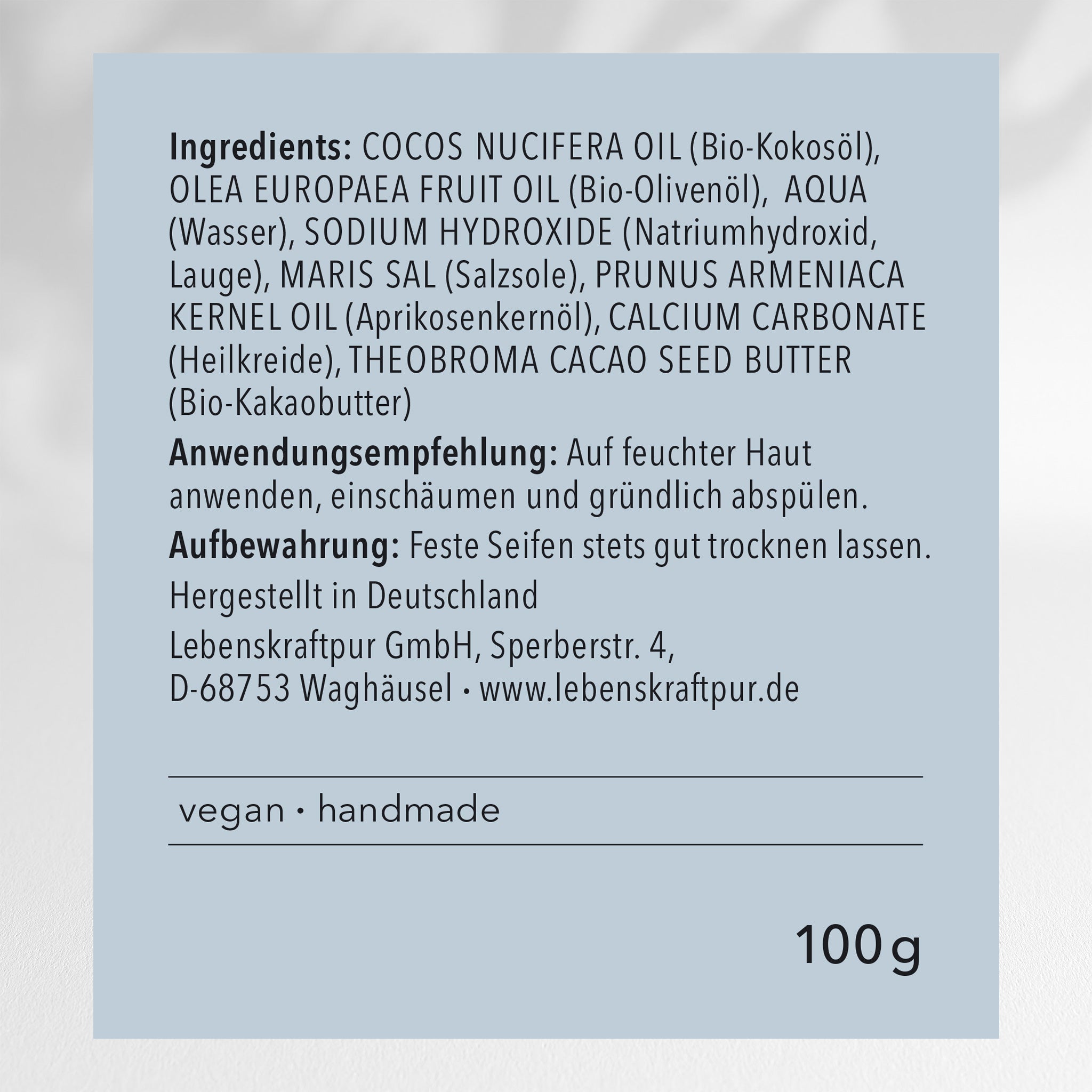Lebenskraftpur Duschseife Natur Pflegeseife duftfrei vegan