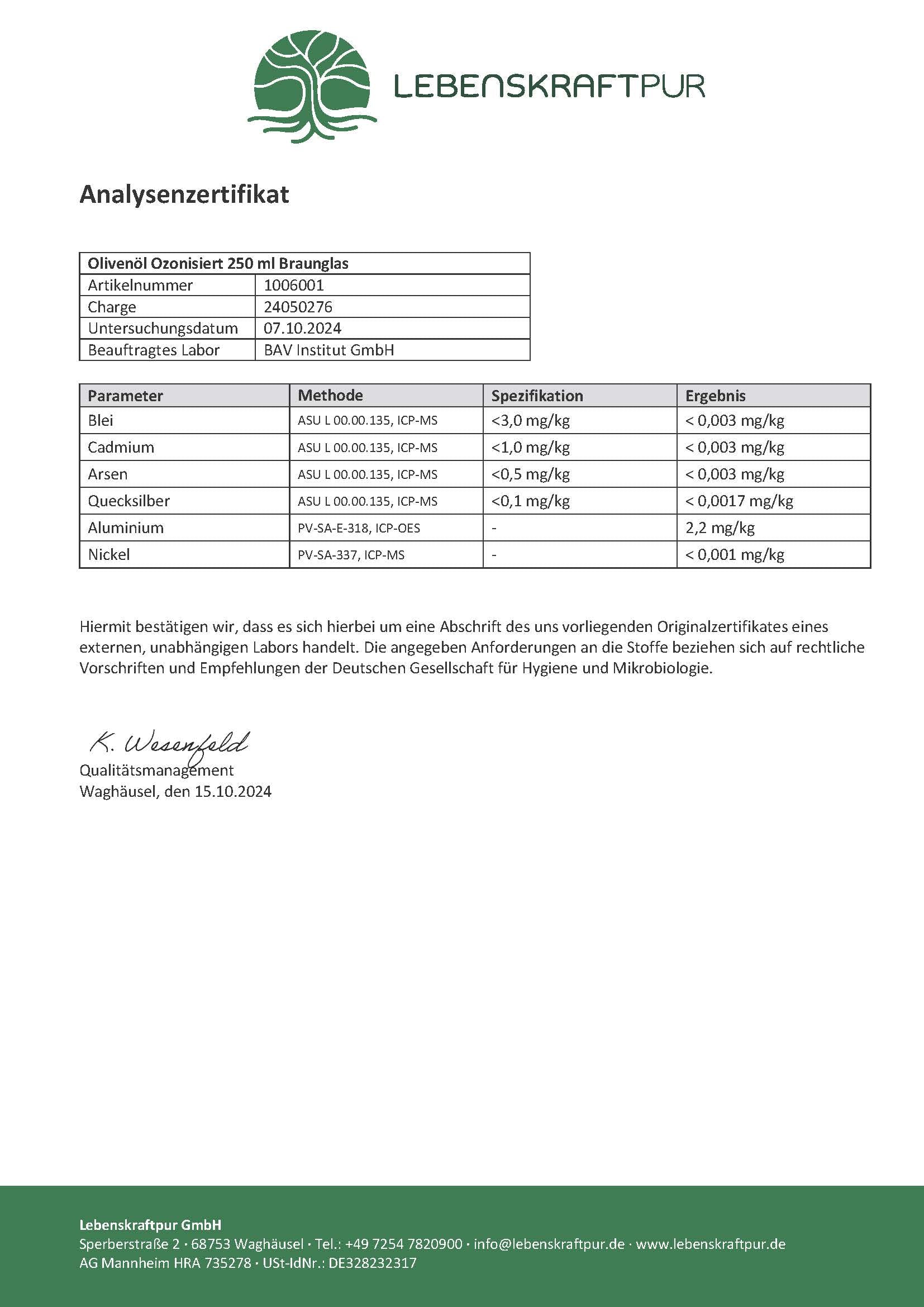 LebenskraftPur Naturkosmetik Olivenöl Ozonisiert Öl Bio vegan