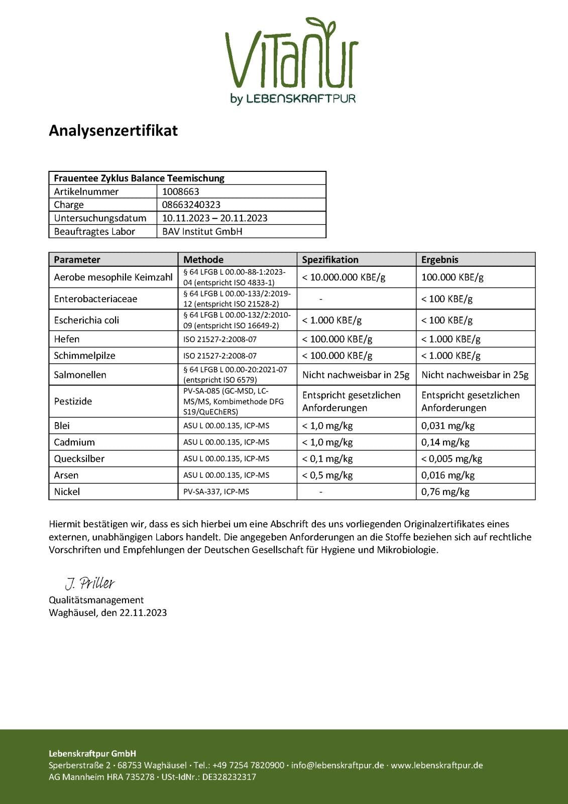 LebenskraftPur Frauentee Zyklus Balance Teemischung bio