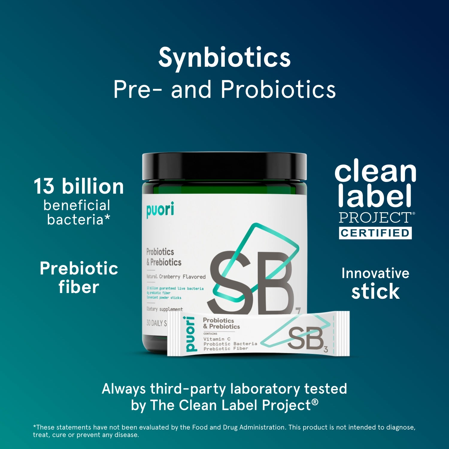 Puori SB3 Probiotika Präbiotika Sticks 13 Mrd KBE 30 Sticks