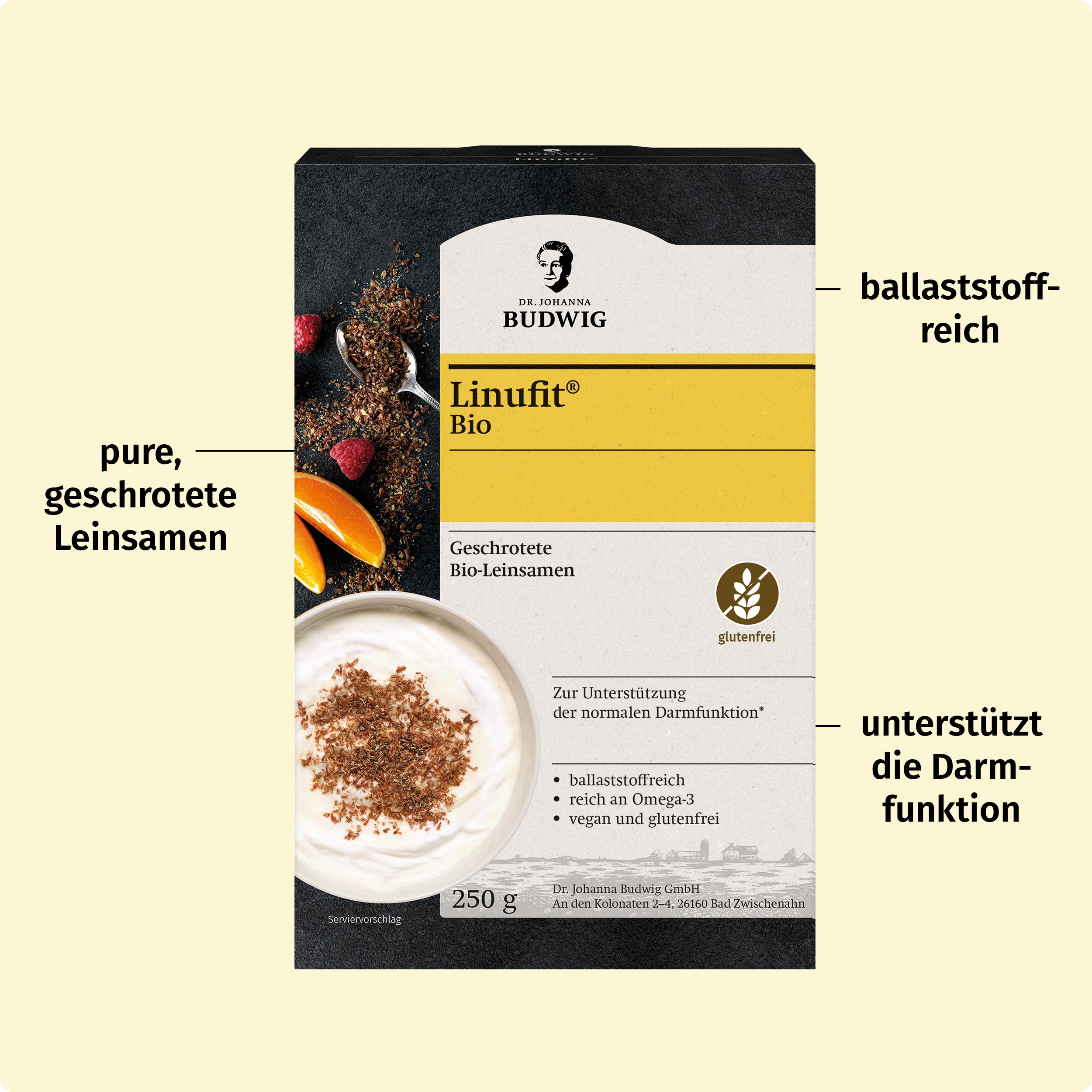 Dr. Johanna Budwig Linufit Pur Leinsamen Geschrotet Bio