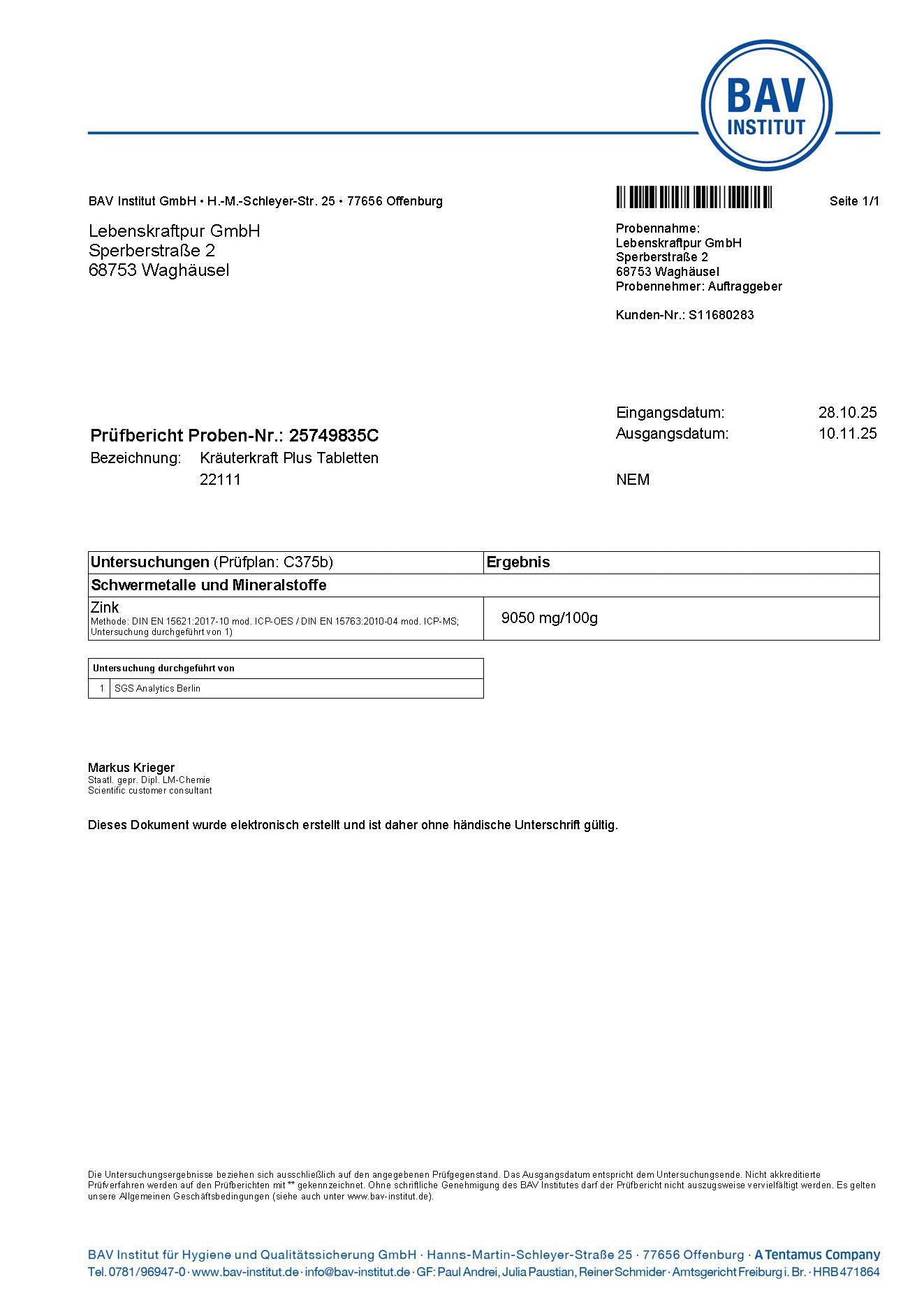 LebenskraftPur Kräuterkraft Tabletten Zink Immunsystem