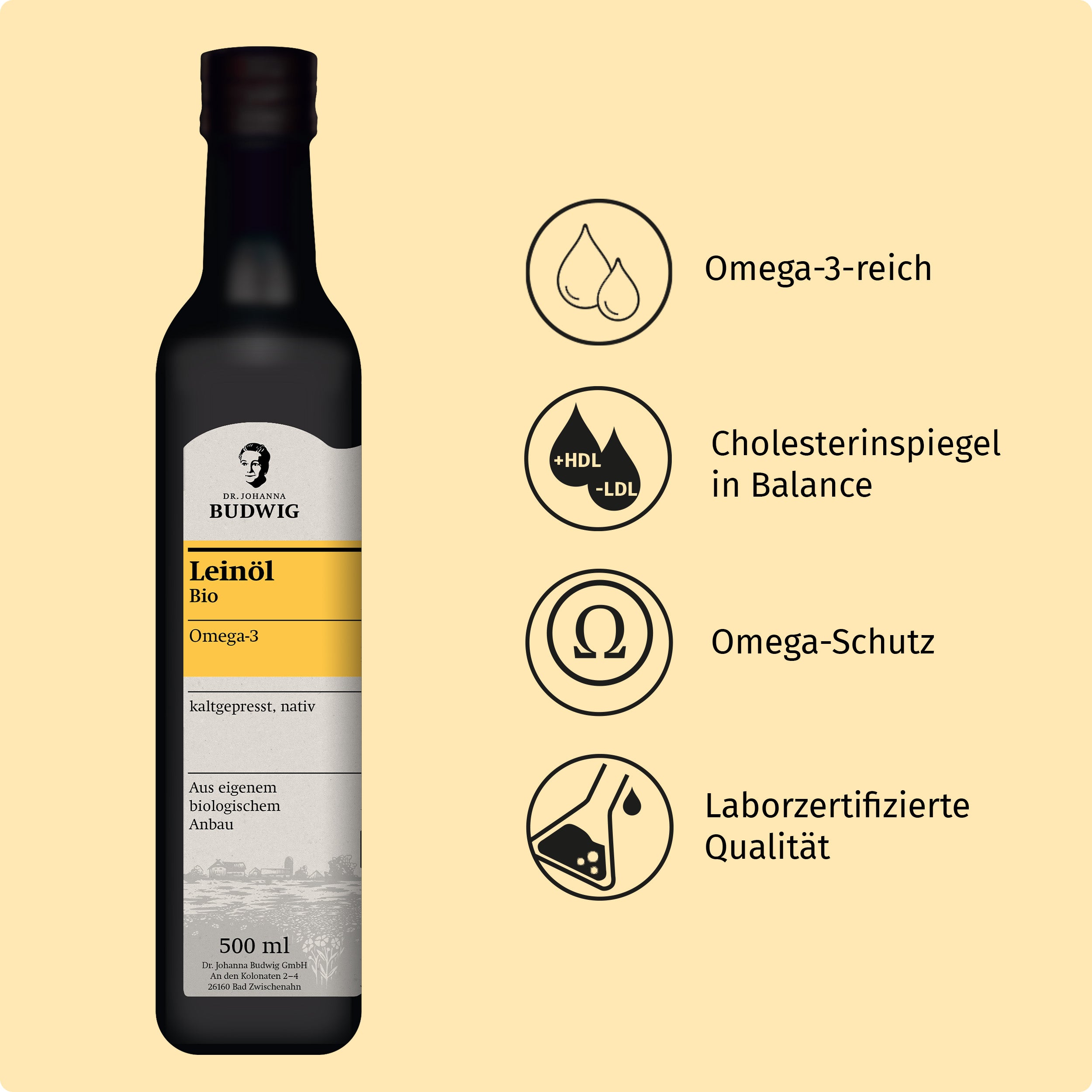 Dr. Johanna Budwig Kossis Omega-3 Paket Leinöl Algenöl