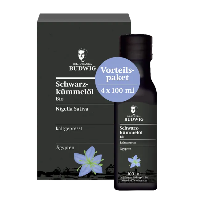 Dr. Johanna Budwig Schwarzkümmelöl Vorratspack Öl 4x100 ml