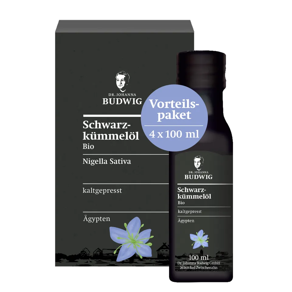 Dr. Johanna Budwig Schwarzkümmelöl Vorratspack Öl 4x100 ml