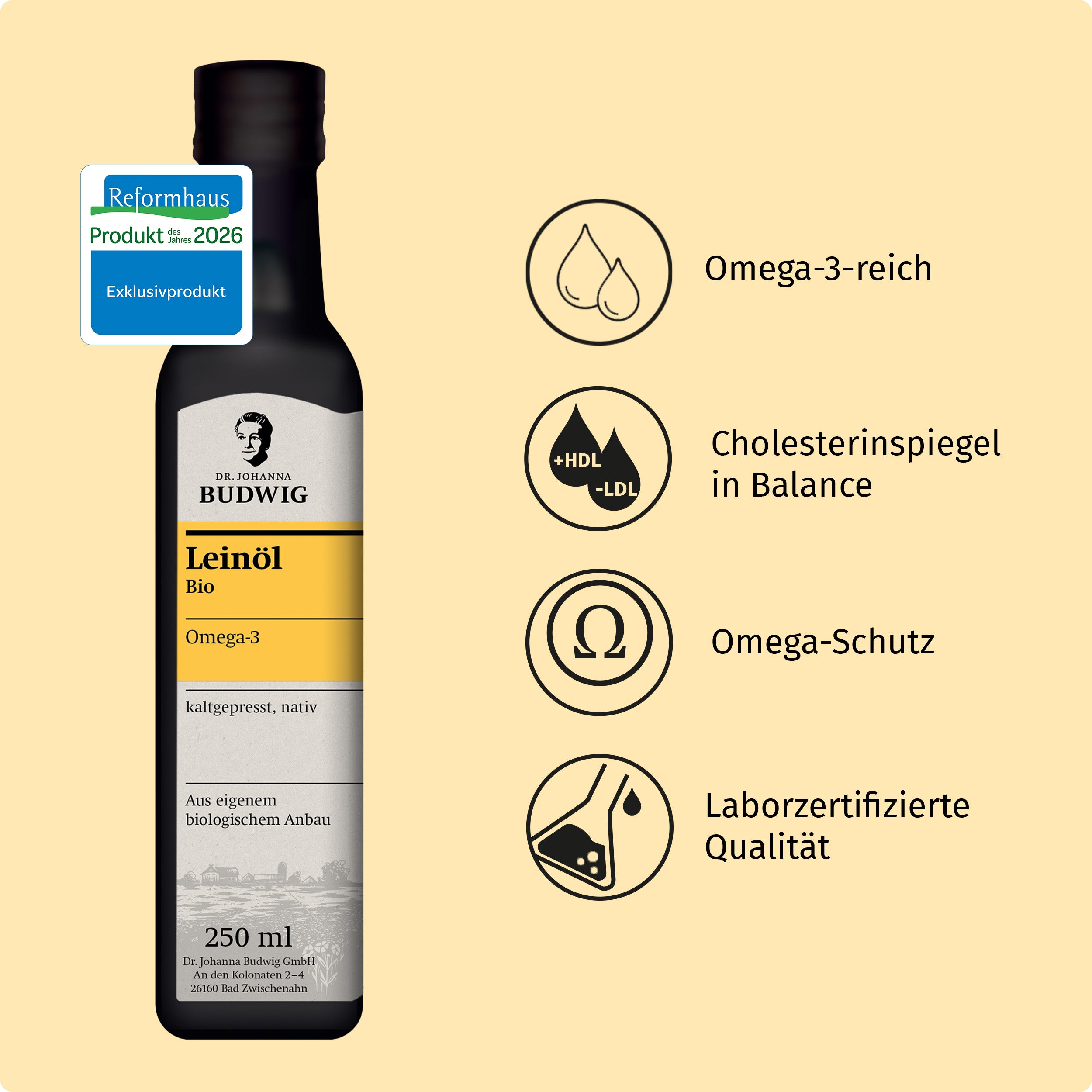 Dr. Johanna Budwig Vorteilspakete Leinöl Starterpaket 250 ml Set