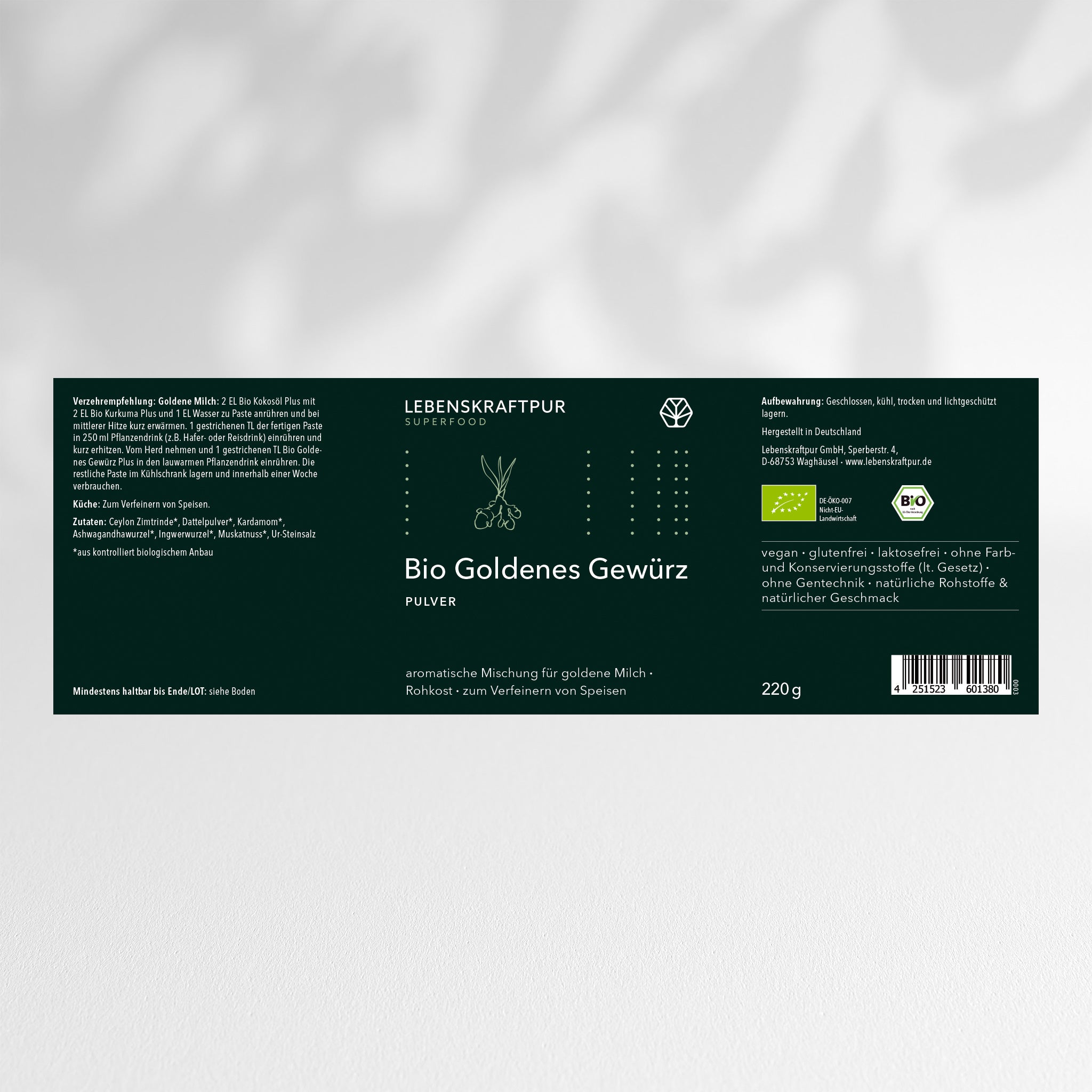Lebenskraftpur Bio Goldenes Gewürz Pulver für Goldene Milch