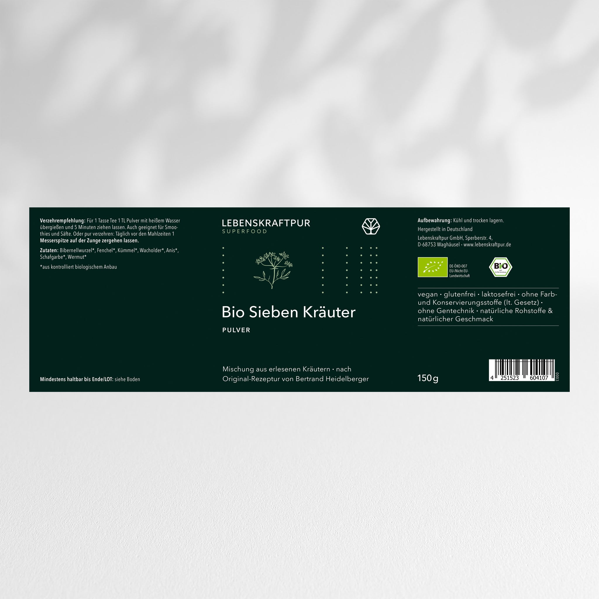 LebenskraftPur Superfood Bio Sieben Kräuter Pulver bitter