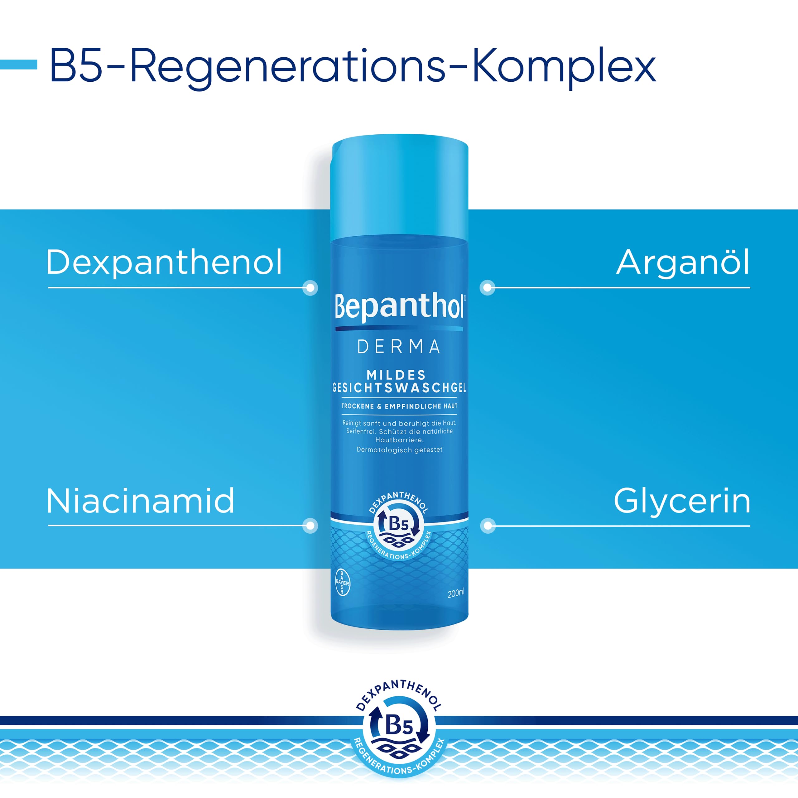 Bepanthol Derma Mildes Gesichtswaschgel 200 ml seifenfrei
