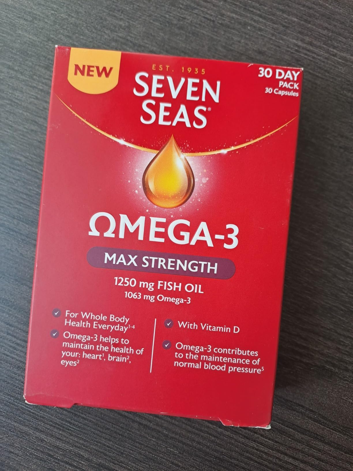 Seven Seas Max Strength Omega-3 Fischöl 30 Kapseln Vitamin D