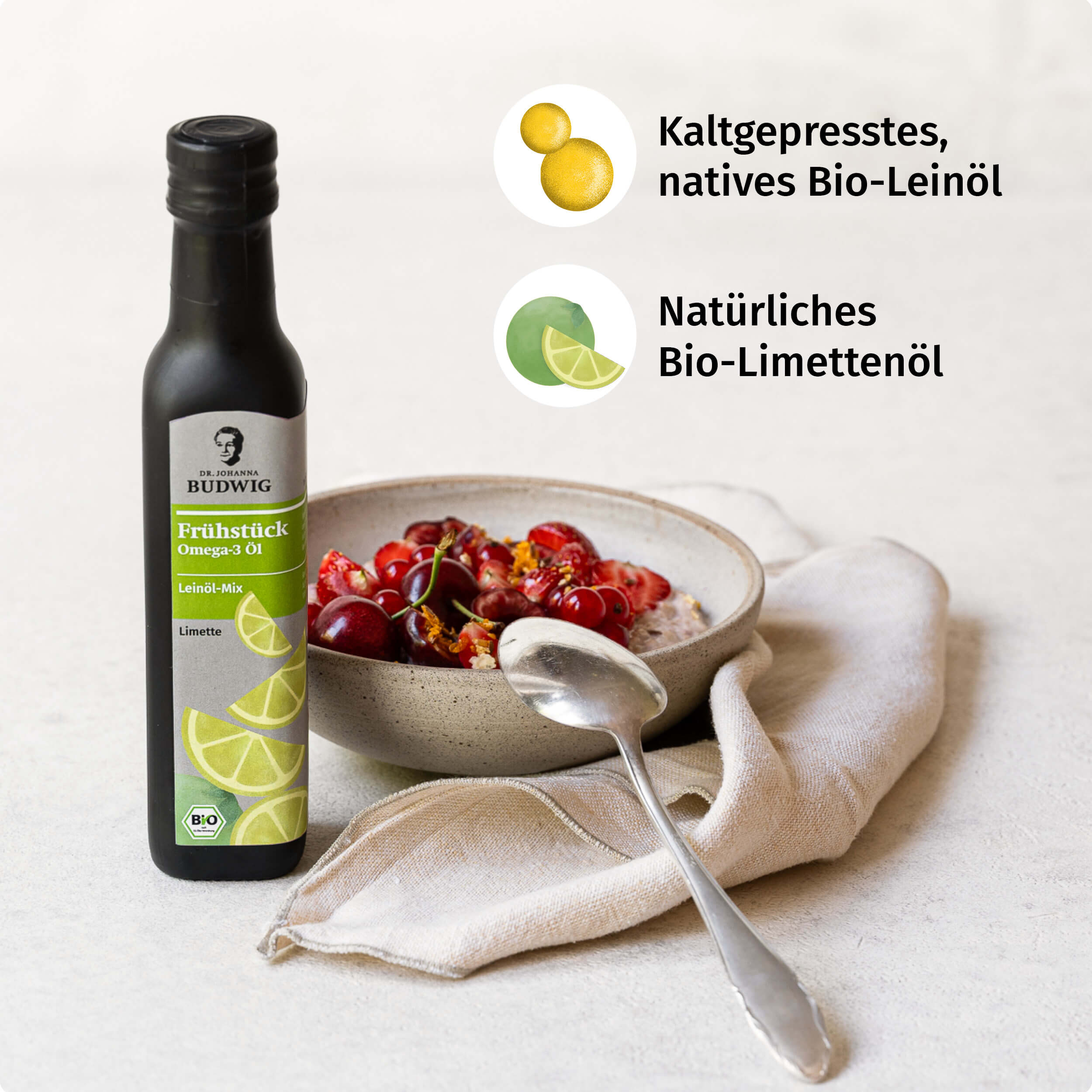 Dr. Johanna Budwig Omega-3 Öle Frühstücksöl Limette Öl mit ALA