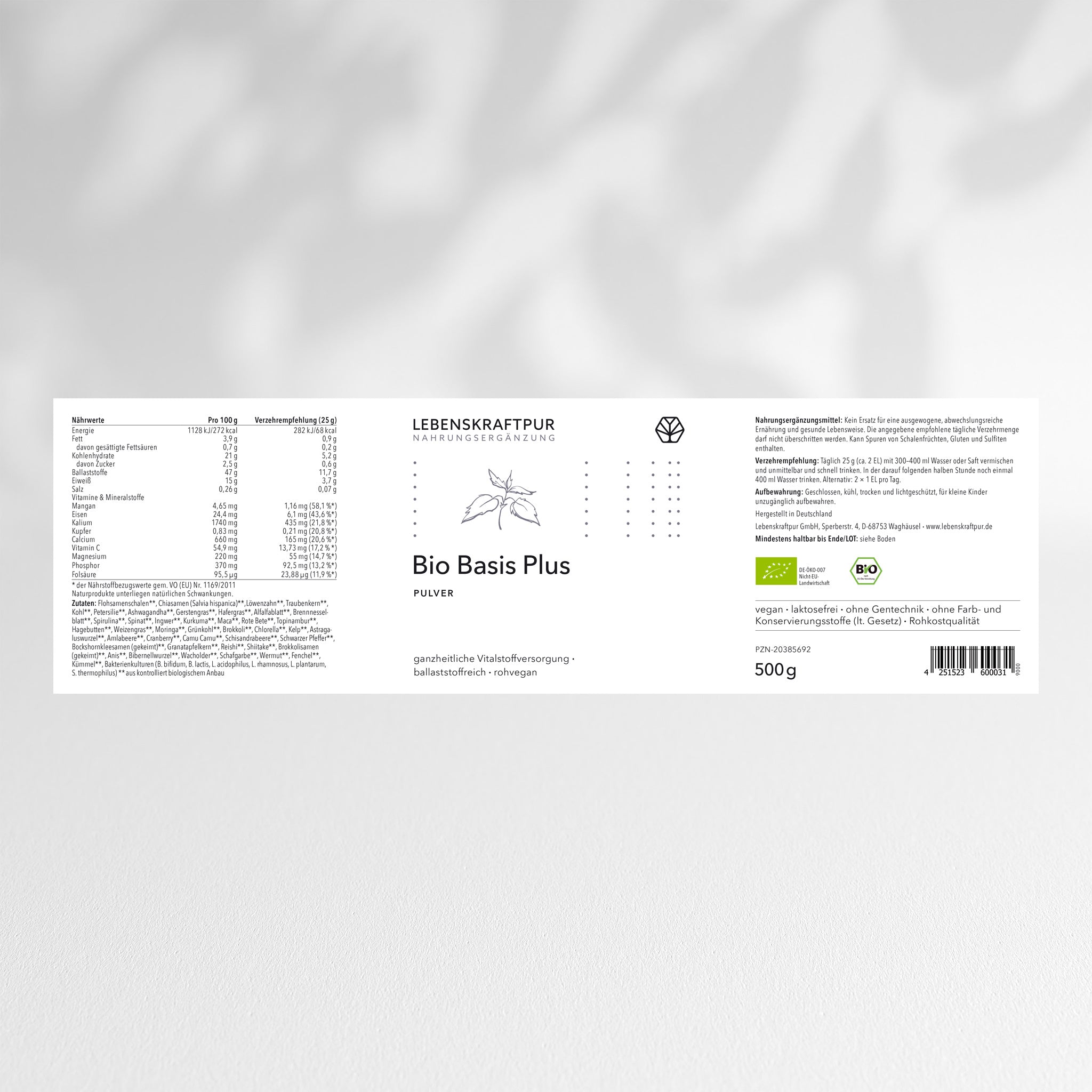 LebenskraftPur Bio Basis Plus Pulver 40 Zutaten vegan