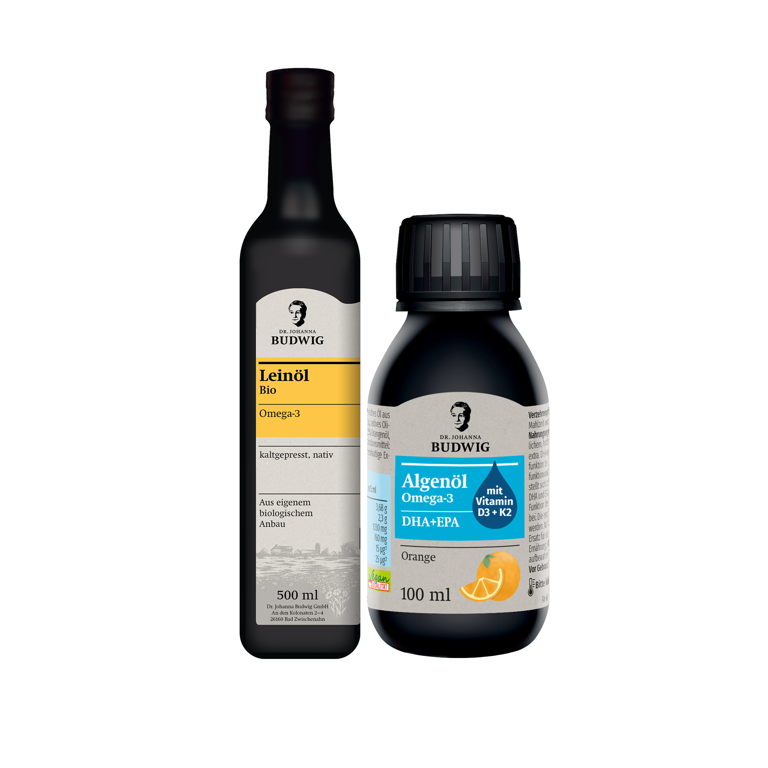 Dr. Johanna Budwig Kossis Omega-3 Paket Leinöl Algenöl