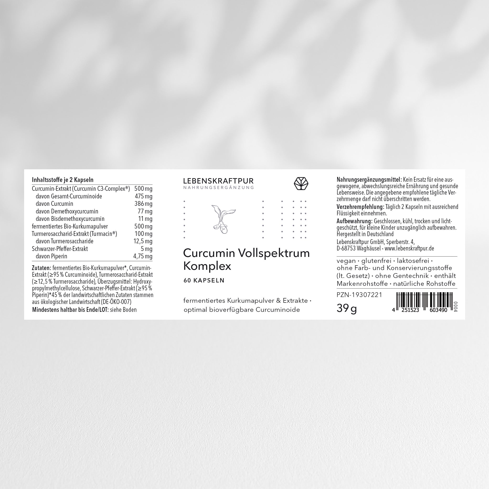 LebenskraftPur Curcumin Vollspektrum Komplex Kapseln Kurkuma