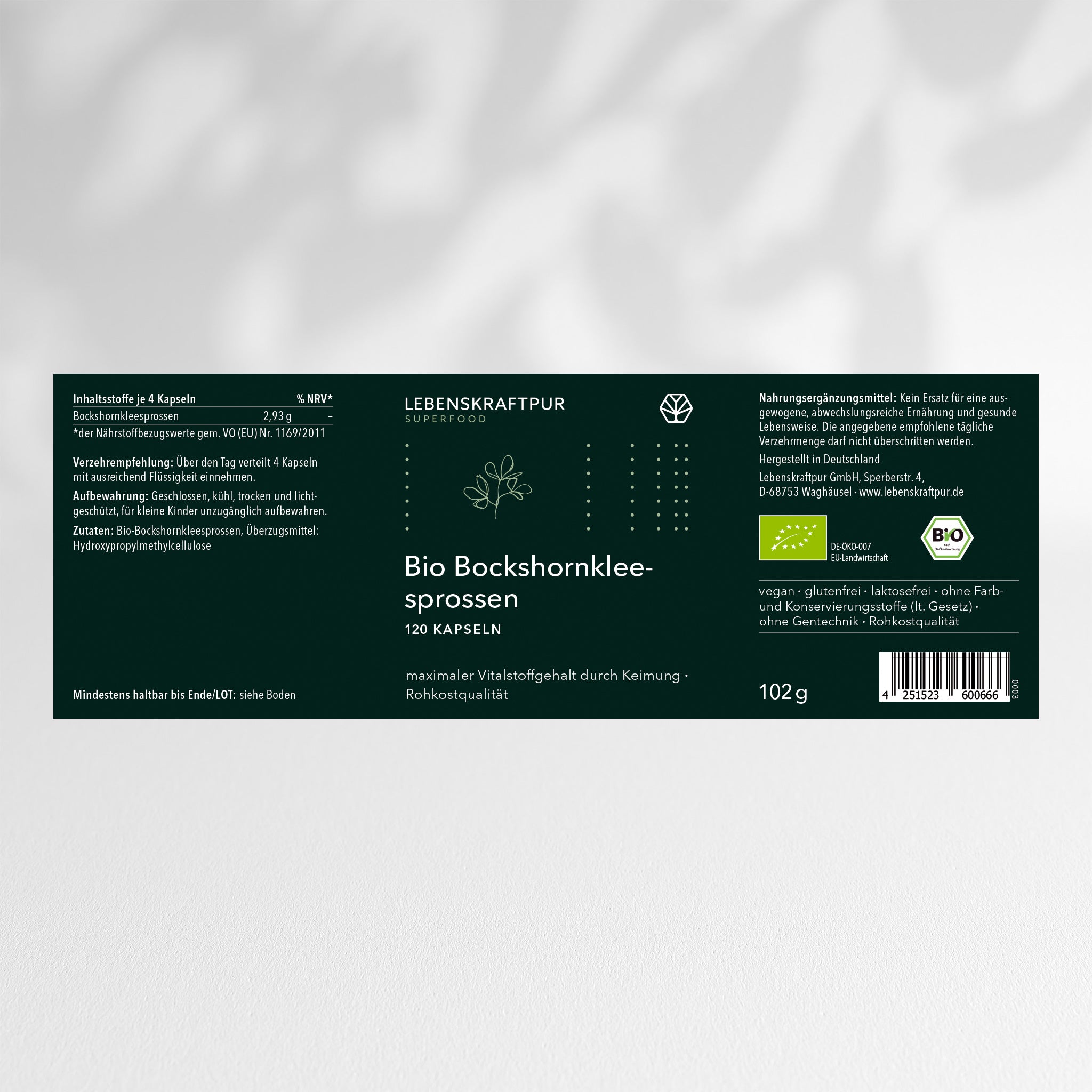 LebenskraftPur Bio Bockshornkleesprossen Kapseln vegan