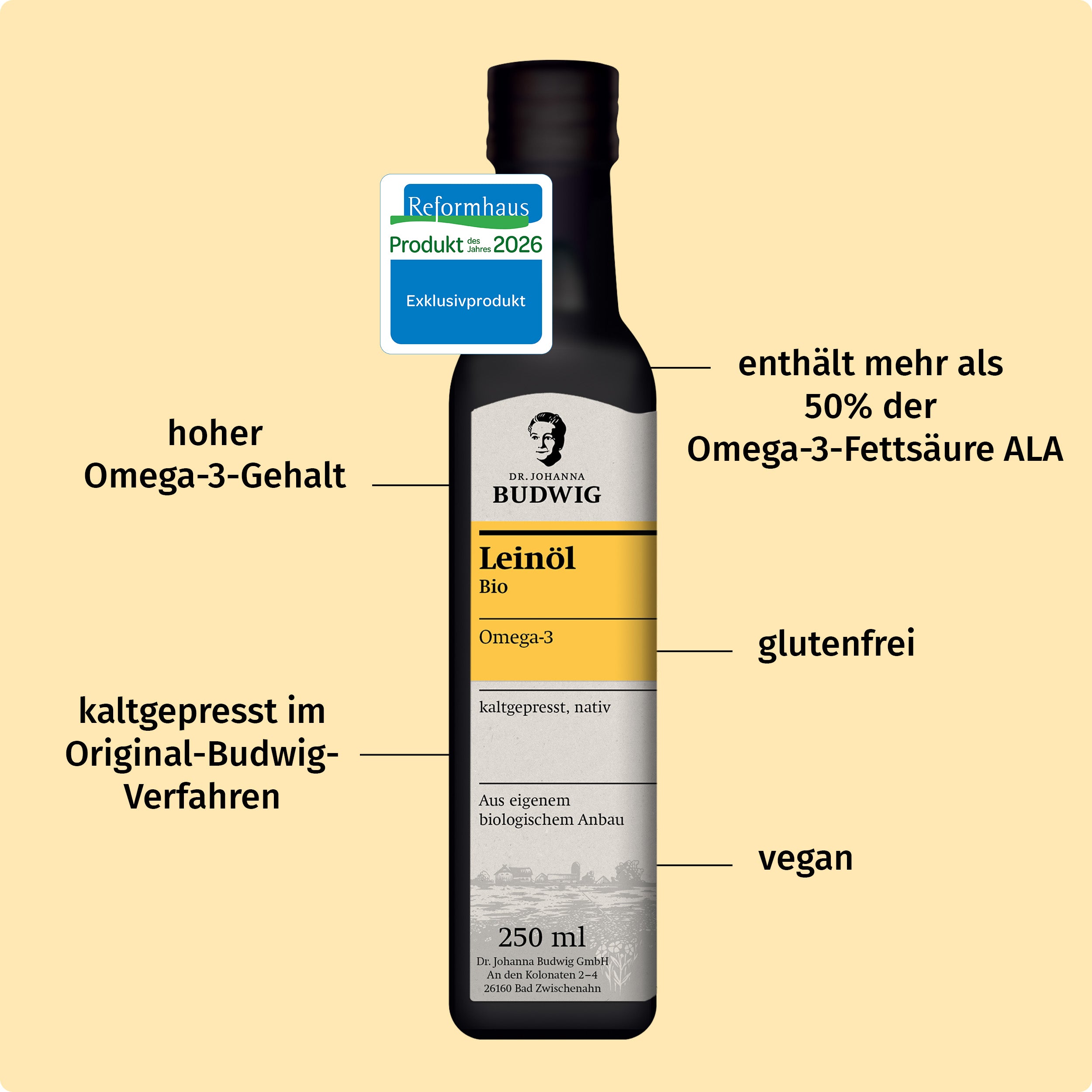 Dr. Johanna Budwig Vorteilspakete Leinöl Starterpaket 250 ml Set