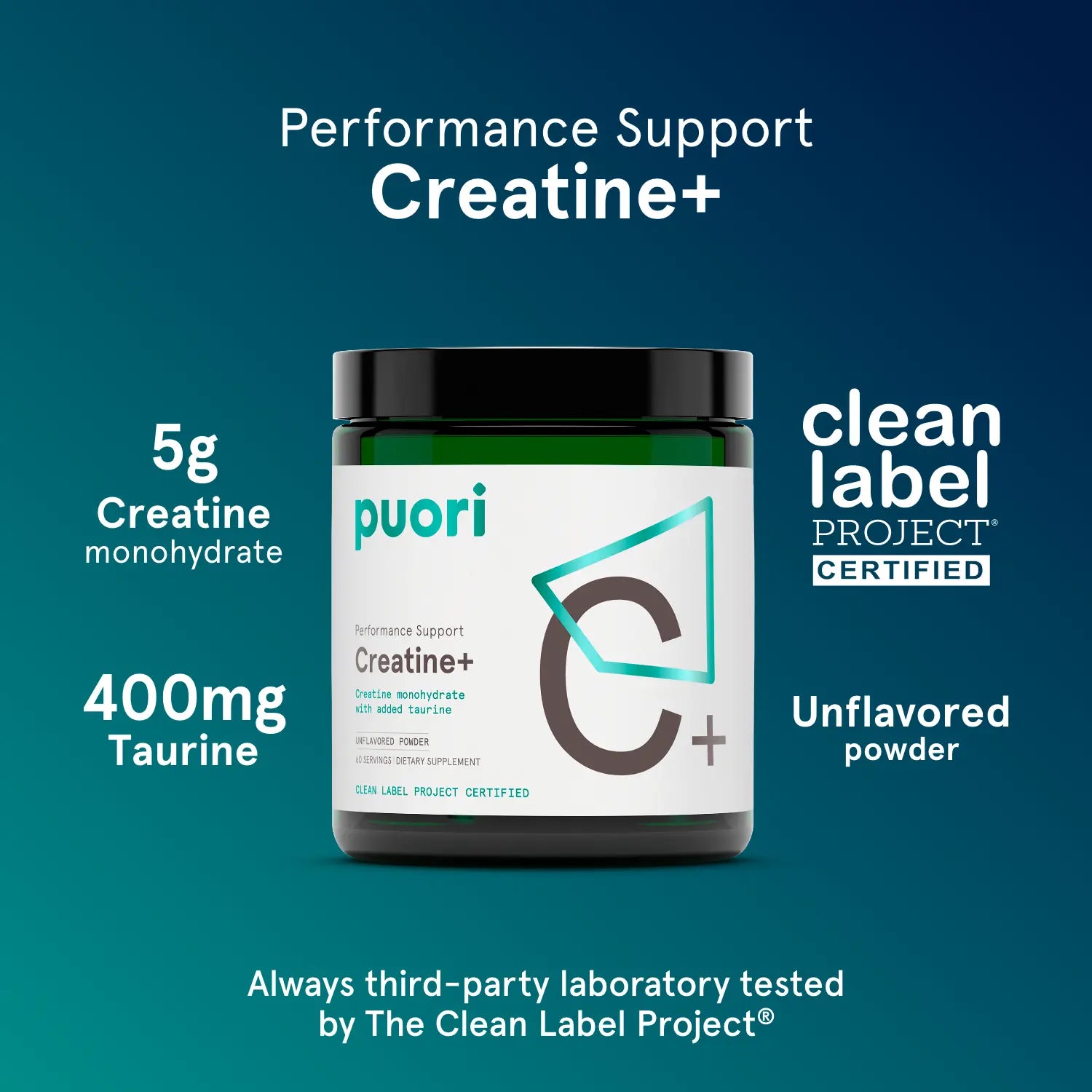 Puori C+ Creatine+ Pulver Kreatin Monohydrat Taurin unaromatisiert