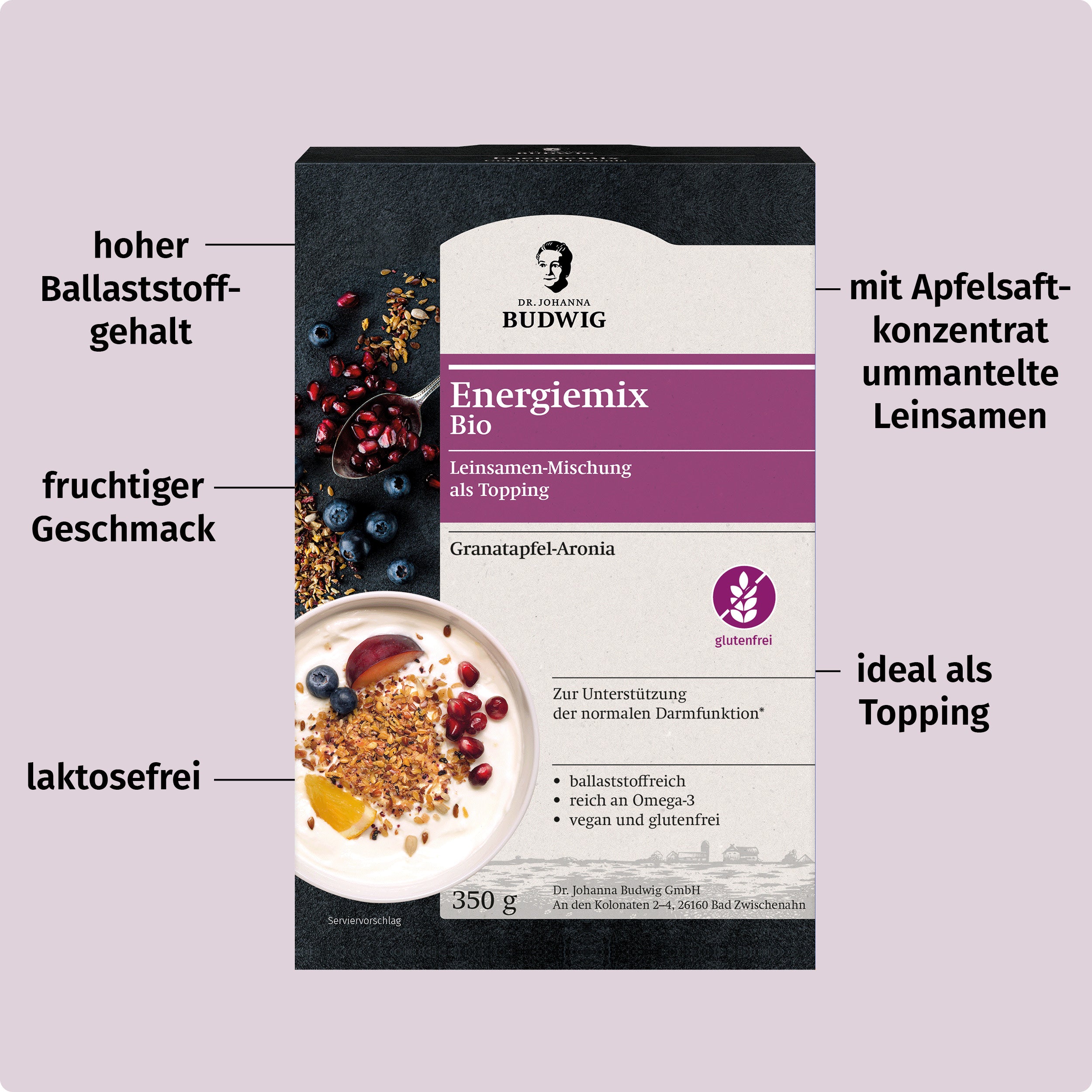 Dr. Johanna Budwig Energiemix Granatapfel-Aronia 350 g