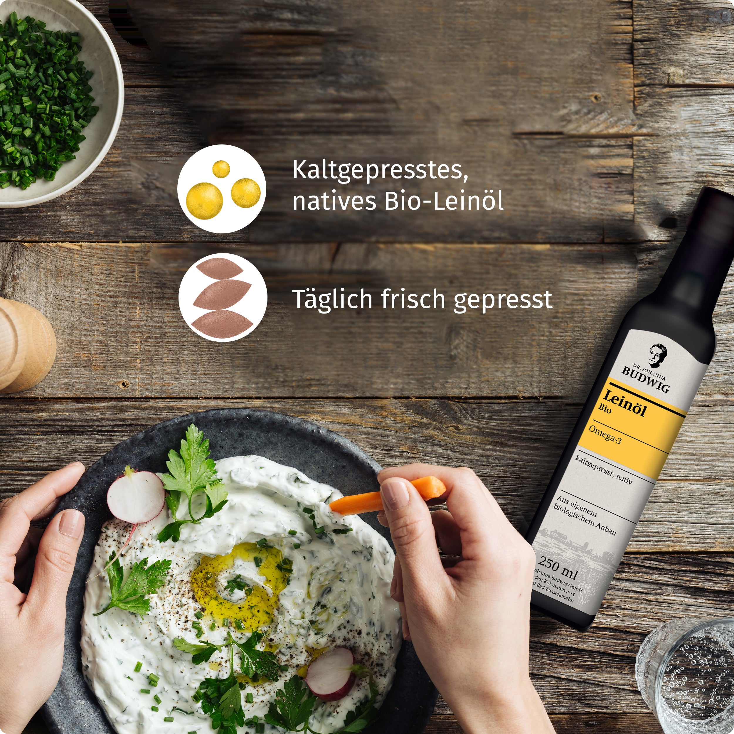 Dr. Johanna Budwig Kossis Omega-3 Paket Leinöl Algenöl