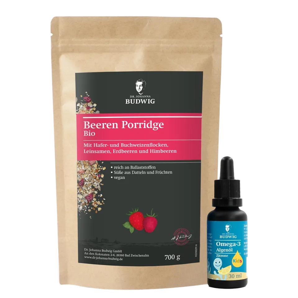 Dr. Johanna Budwig Algenöl Kids Kennenlern-Paket Beeren Porridge