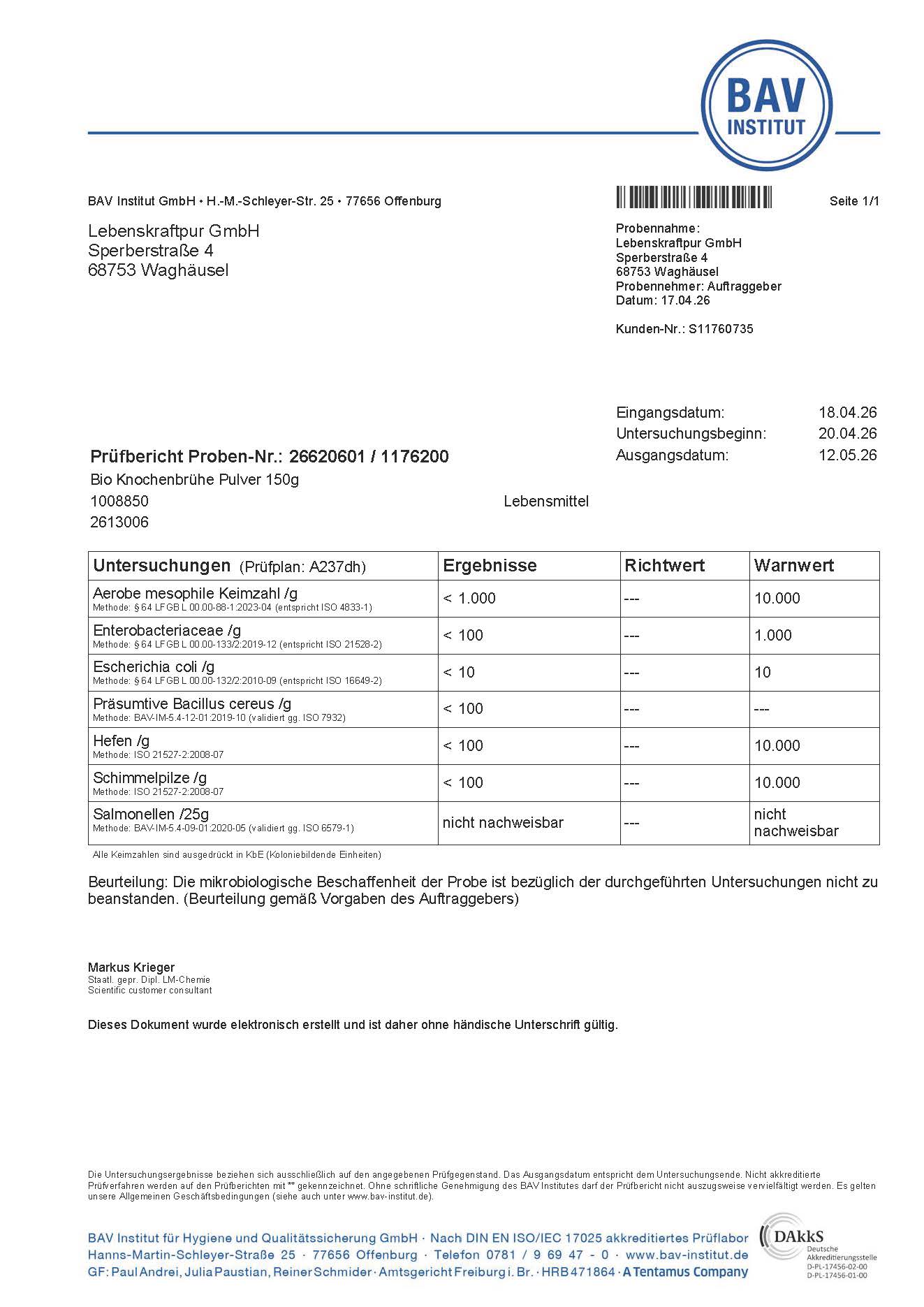 LebenskraftPur Bio Knochenbrühe Pulver Superfood Rind