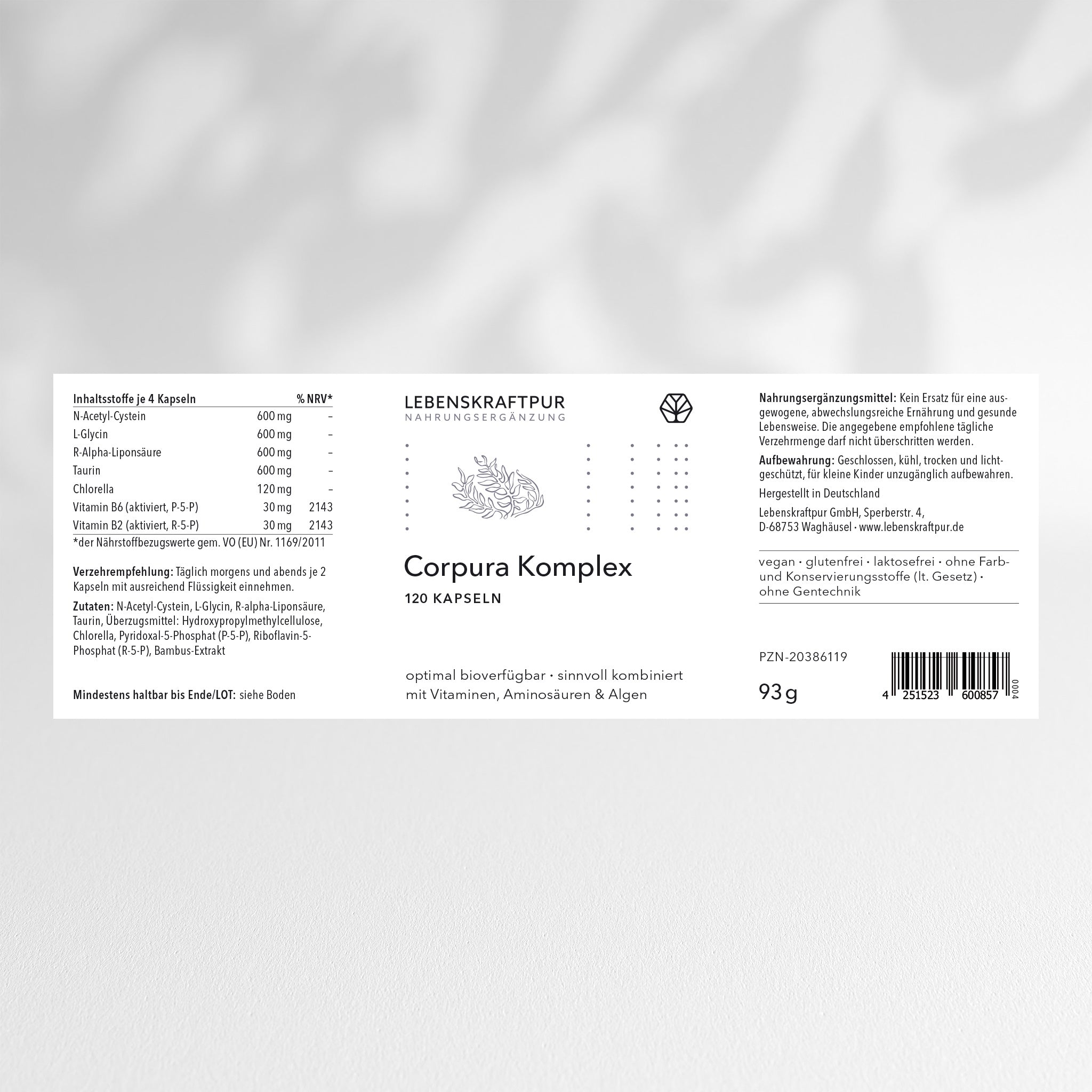 LebenskraftPur Corpura Komplex Kapseln vegan mit ALA und NAC