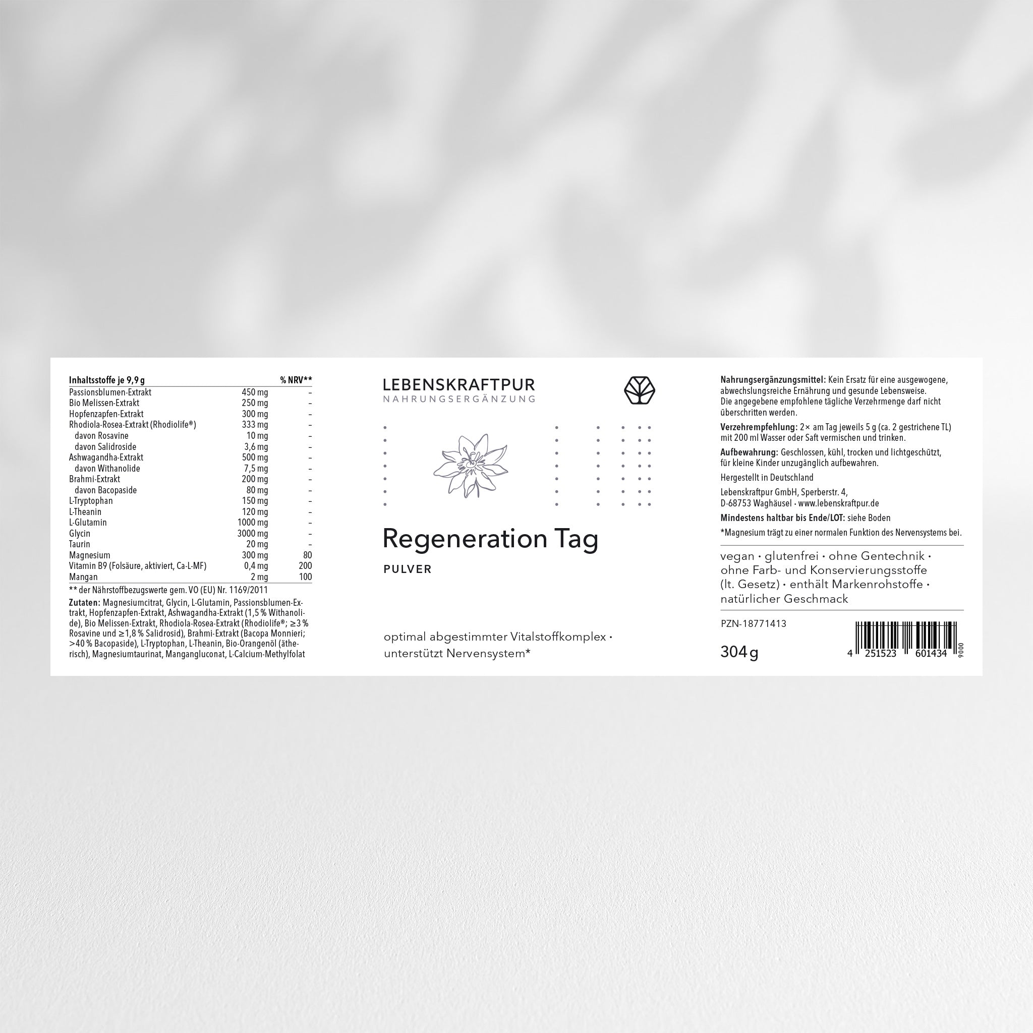 LebenskraftPur Regeneration Tag Pulver Adaptogene Aminosäuren