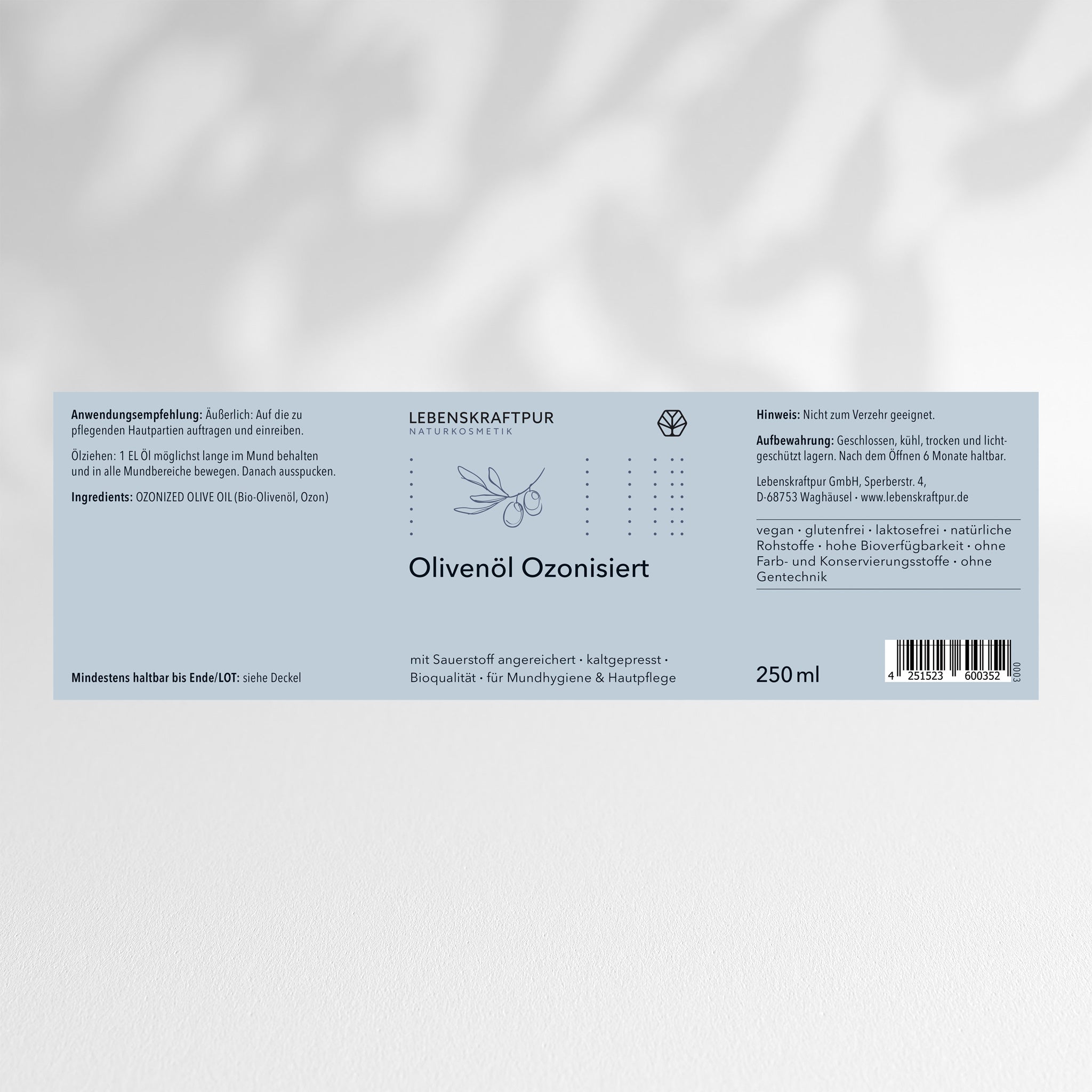 LebenskraftPur Naturkosmetik Olivenöl Ozonisiert Öl Bio vegan