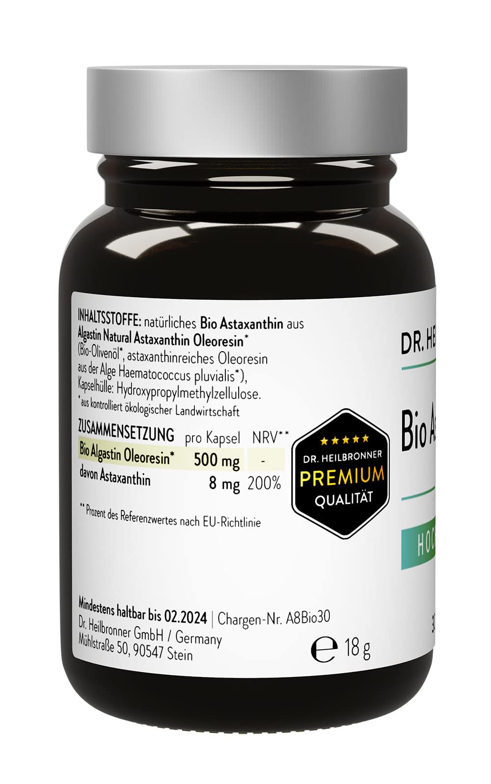 Dr. Heilbronner Bio-Astaxanthin 8mg Kapseln 30 Stück vegan