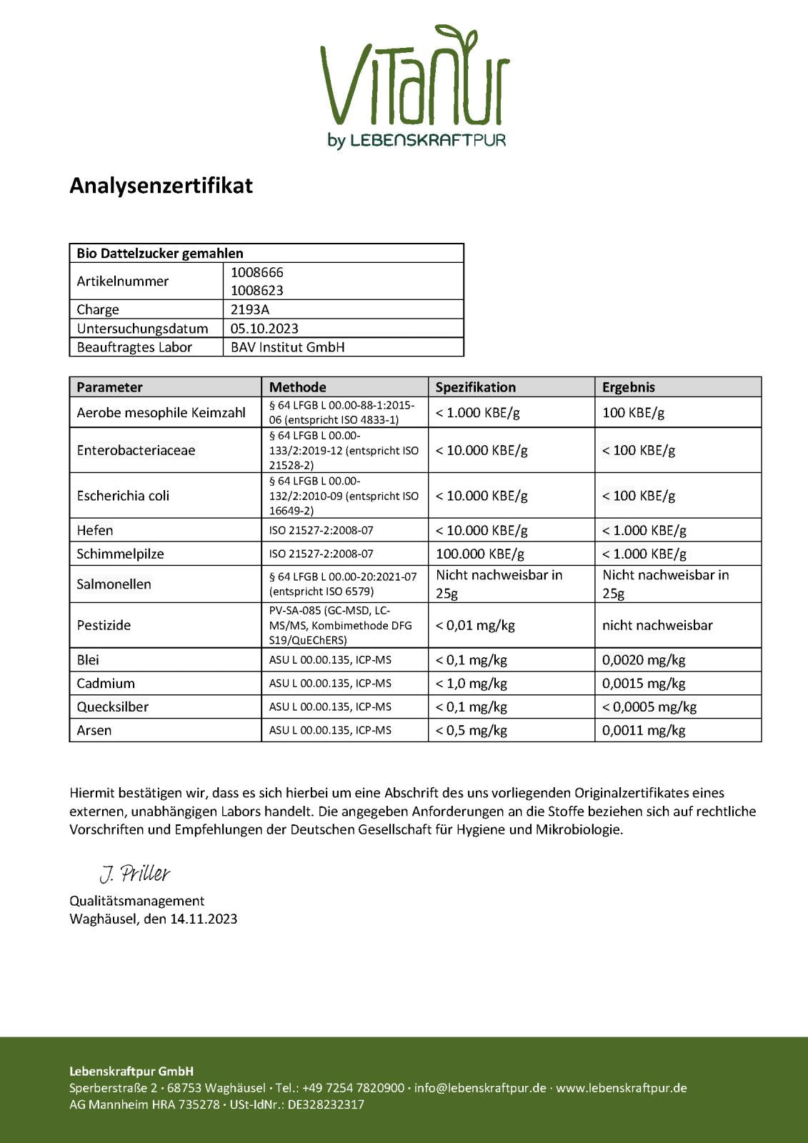 LebenskraftPur Bio Dattelzucker Pulver Deglet Nour 500g