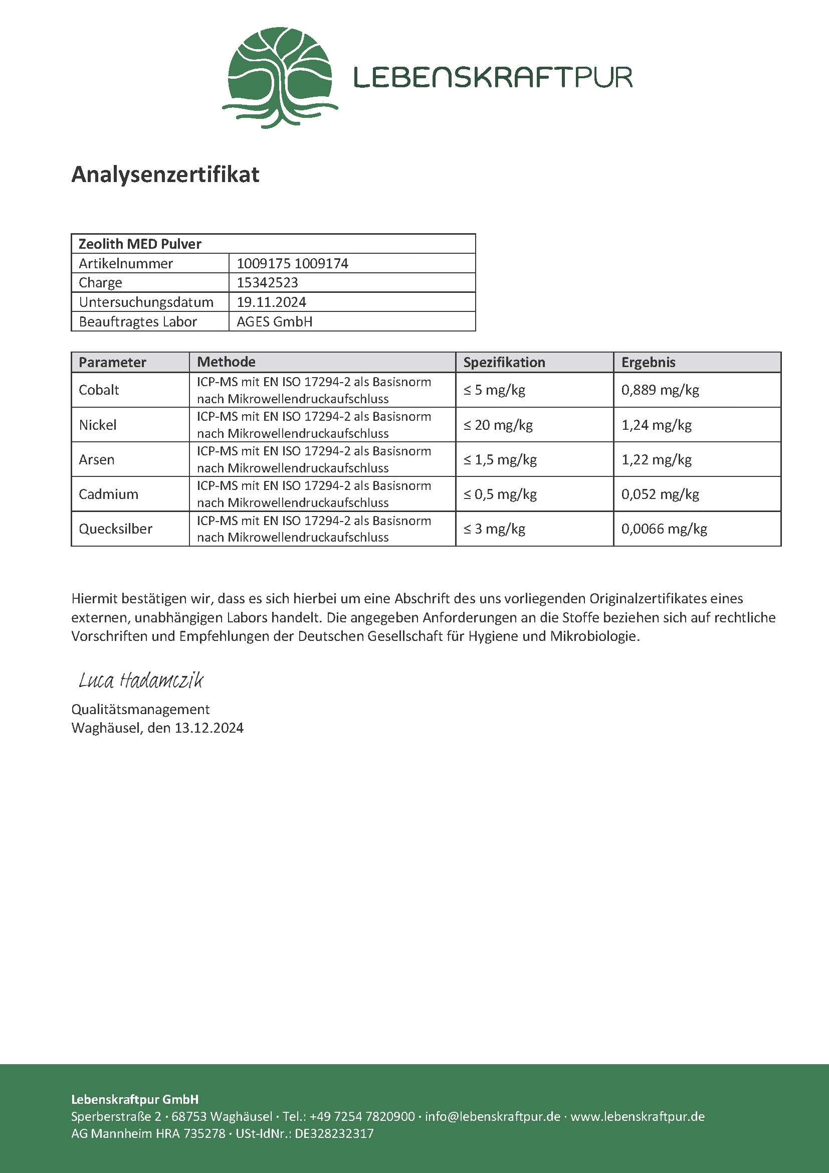LebenskraftPur Zeolith MED Pulver 200 g Klinoptilolith